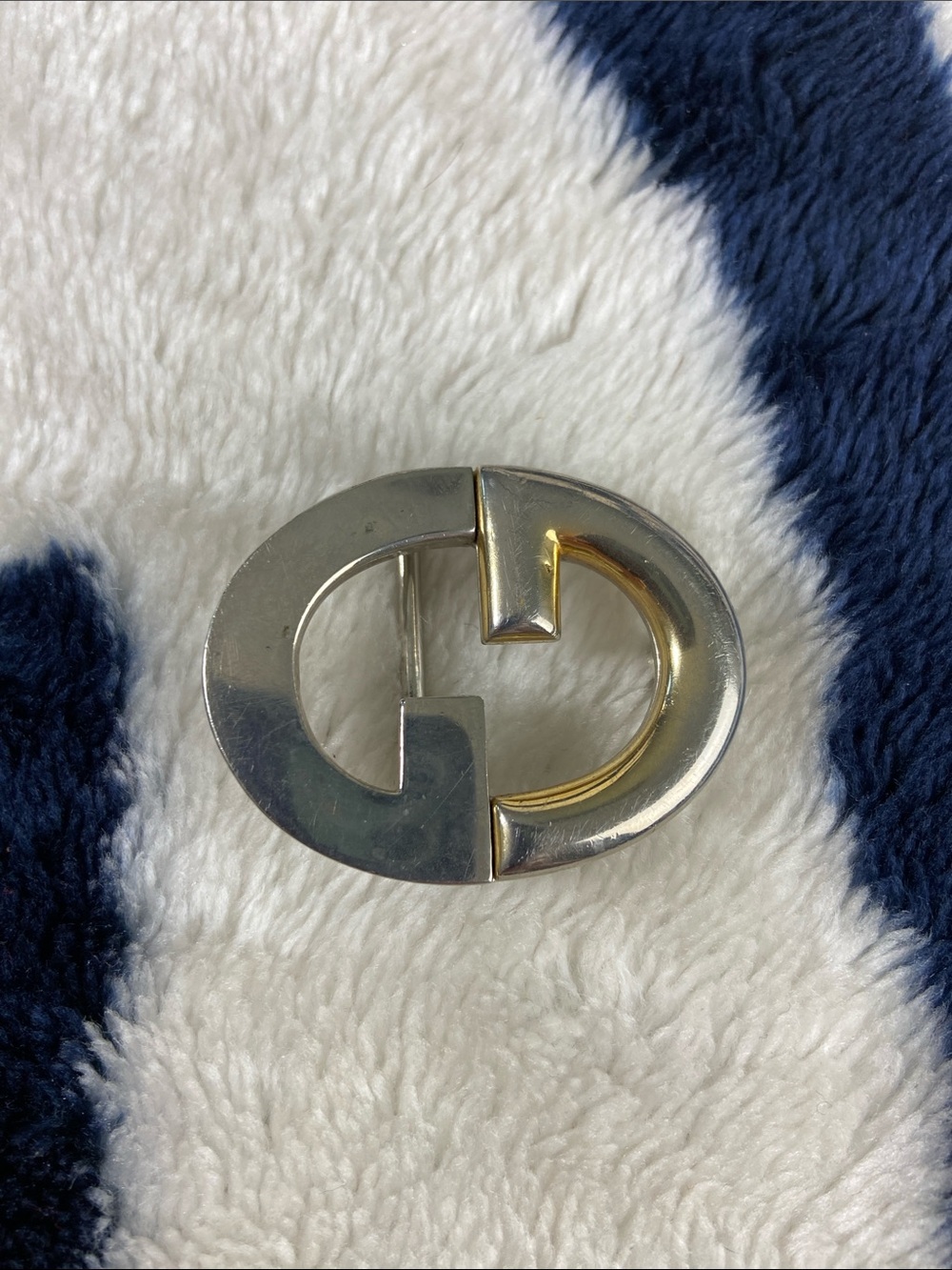 Vintage Gucci Italy GG Metal Silver Tone 1” Belt Buckle Men’s Women’s Unisex